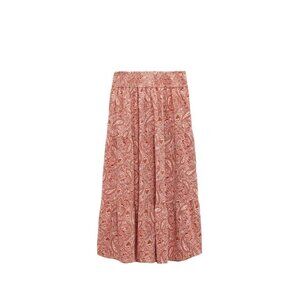 ZARA LONG PRINTED BEADED SKIRT ECRU / RED SIZE S | 7200/228